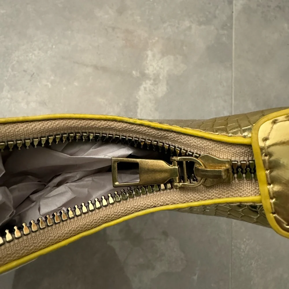 Crocodile Embossed Mini Bag in Gold Metallic - Picture 9 of 12